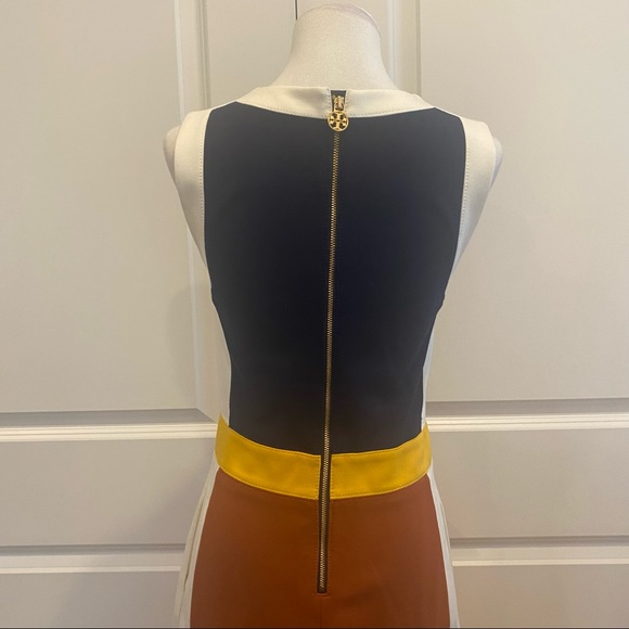 TORY BURCH Sleeveless Mod Design (Navy Rust & Gold) Midi A-line Dress - Picture 4 of 9